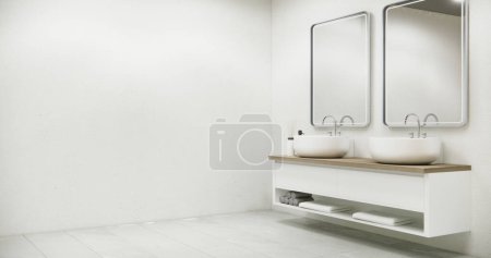 Foto de Lavabo de lavado de manos en el baño de estilo japonés moderno. Visualización de ilustración 3D - Imagen libre de derechos