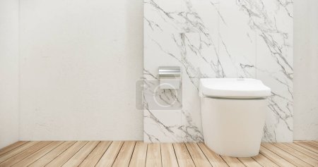 Téléchargez les photos : Toilettes blanches et décoartion sur la salle de toilette zen moderne style japonais - en image libre de droit