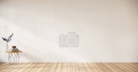 Foto de Habitación vacía blanca sobre suelo de madera diseño interior. - Imagen libre de derechos
