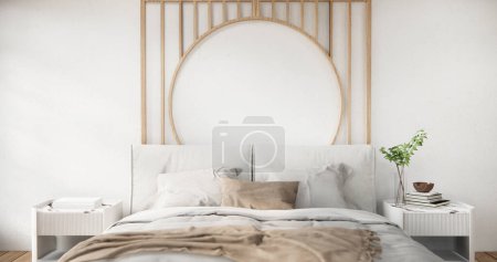Foto de Maqueta interior con decoración en el dormitorio. - Imagen libre de derechos