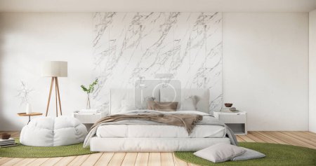 Photo for Interior mock up with decoration in bedroom. - Royalty Free Image