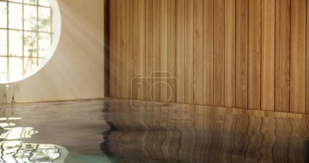 Téléchargez les photos : Bois Japon salle de bain moderne Onsen style minimal - en image libre de droit