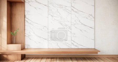 Photo for Muji style, Empty wooden room,Cleaning japandi room interior. - Royalty Free Image