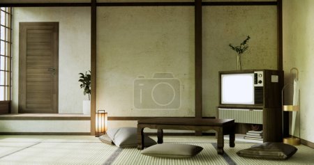 Foto de La mesa baja de Japón en la sala de estar Estilo japonés con decoración muji minimal. - Imagen libre de derechos