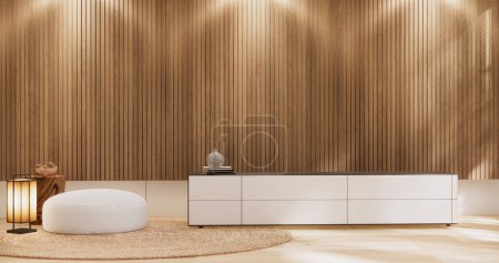 Photo for Cabinet wooden design on white room interior modern style.3D rendering - Royalty Free Image