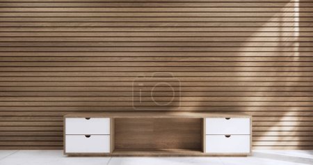 Foto de Cabinet room wooden interior wabisabi and armchair sofa and decoration japanese style.3D rendering - Imagen libre de derechos