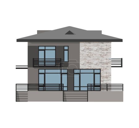 Photo for Facade of the cottage house. Sketch of a modern building. Vector - Royalty Free Image
