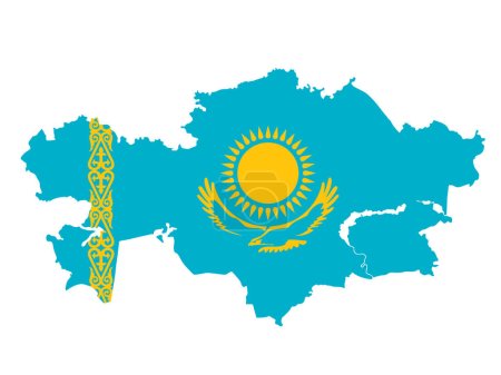 Photo for Kazakhstan map silhouette on flag background. vector. banner postcard - Royalty Free Image