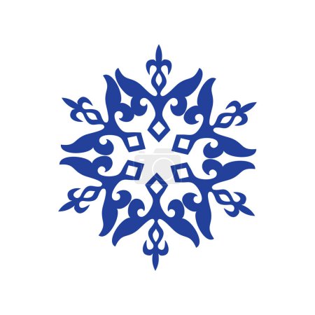 Illustration for Traditional ornaments in Kazakh traditional style. Abstract Asian ethnic national sample of the ancient nomads Kyrgyz, Kazakhs. Central Asian ornament. Snowflake - Royalty Free Image