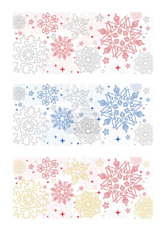 Illustration for Set of New Year cards, Nauryz holiday background. Kazakhstan ornaments, vector illustration - Royalty Free Image