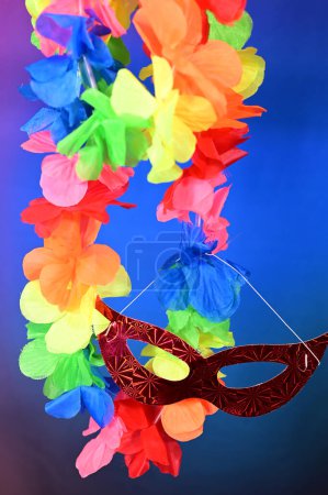 Photo for Carnival costume mask brazilian carnival party, joy fun revelry - Royalty Free Image