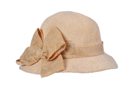 Photo for Golden capim hat brazilian handicraft natural straw wide brimmed hat isolated on white background head protection style summer - Royalty Free Image