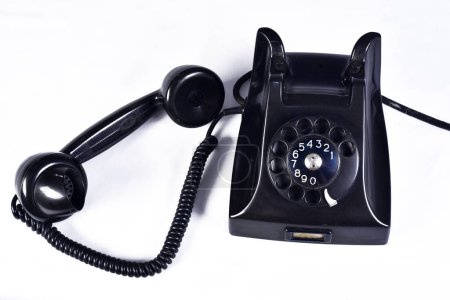 Photo for Old black telephone vintage telephone equipment image - Royalty Free Image
