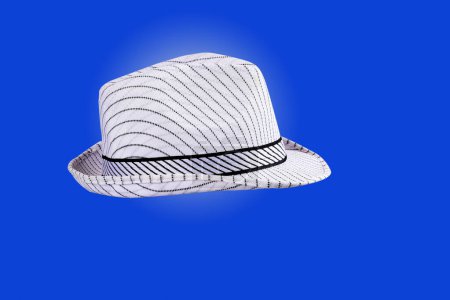 Téléchargez les photos : Mode paille fedora chapeau isolé sur un fond blanc chapeau de plage quatre vues été mode libre style image - en image libre de droit