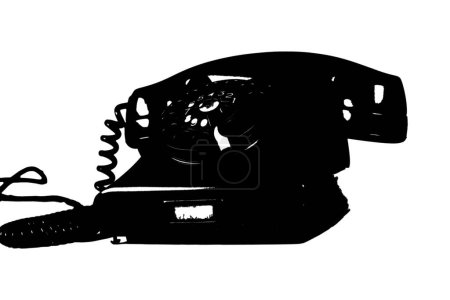 Téléchargez les photos : Vecteur vintage noir vieux combiné téléphonique sur fond blanc transparent technologie téléphonie image - en image libre de droit
