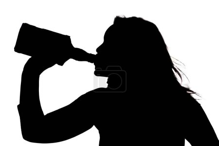 Photo for Silhouette person standing drinking posture model isolated on white background vector image mocup - Royalty Free Image