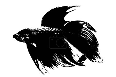 Fisch Silhouette Schwarz-Weiß-Vektorbild Aquatische Tierporträt, Schönheit, Körperlinie Kunst. Zur Verwendung als Broschürenvorlage oder zur Verwendung im Webdesign.