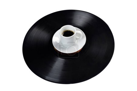 old vinyl record with coffee.