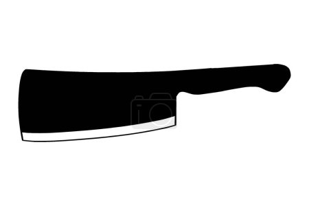 cuchillo de espada. Silueta negra. Vista lateral frontal. Vector ilustración gráfica plana simple. Objeto aislado sobre fondo blanco. Aislar