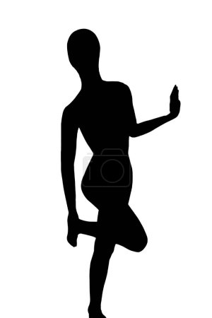 Foto de Negro vector imagen silueta moderno yoga ejercicios, belleza, cuerpo línea arte. Para su uso como plantilla de folleto o para su uso en el diseño web - Imagen libre de derechos
