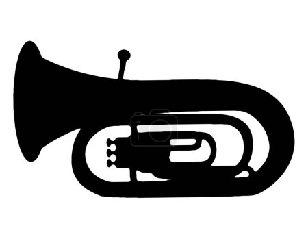 silhouette cor français tuba instrument vent orchestre jazz jouer musique vecteur image noir