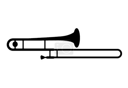 silueta trombón viento instrumento musical orquesta jazz reproducir música vector imagen negro