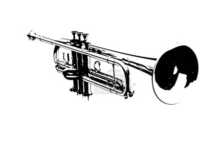 silueta trompeta viento instrumento musical jazz orquesta jugar música vector imagen negro