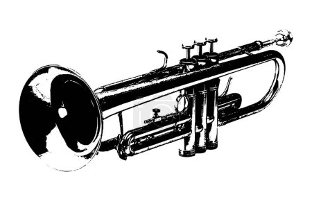 silueta trompeta viento instrumento musical jazz orquesta jugar música vector imagen negro
