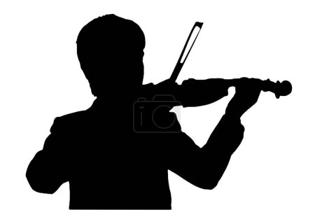 silhouette violon corde instrument de musique orchestre jazz jouer musique vecteur image noir