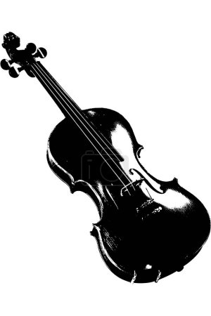 silueta violín cuerda instrumento musical orquesta jazz reproducir música vector imagen negro