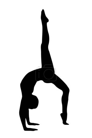 Foto de Imagen vector recto silueta moderno yoga ejercicios estiramiento, belleza, cuerpo línea de arte. Para su uso como plantilla de folleto o para su uso en el diseño web - Imagen libre de derechos