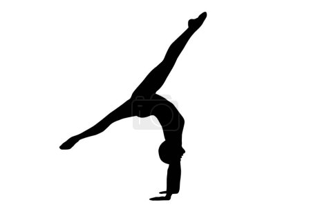 Foto de Imagen vector recto silueta moderno yoga ejercicios estiramiento, belleza, cuerpo línea de arte. Para su uso como plantilla de folleto o para su uso en el diseño web - Imagen libre de derechos