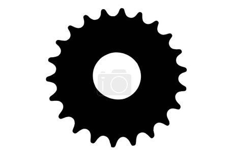 silhouette Roues d'engrenage fermées, cassette mécanique et chaîne sur la roue arrière du vecteur d'image de vélo