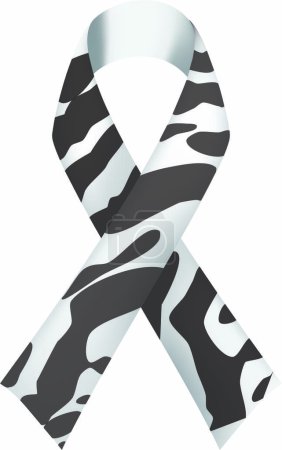 Photo for Zebra ribbon awareness Carcinoid Cancer, Ehlers-Danlos Syndrome, Rare Diseases and Disorders. Isolated on white background. - Royalty Free Image