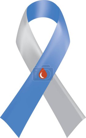 Téléchargez les photos : Ruban gris et bleu avec goutte de sang comme symbole du diabète de type 1 - en image libre de droit