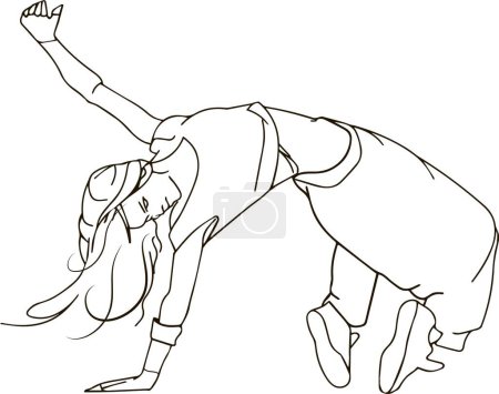 Foto de Silueta de una niña, bailarina de breakdance, aislada sobre un fondo blanco. silueta de baile callejero. Carácter ficticio y trama - Imagen libre de derechos