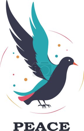 Friedenstaube. Weltfriedenskonzept handgezeichnet im zeitgenössischen Kunststil. Poster, Cover, Postkarte, Banner für Website oder soziale Medien