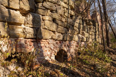 Photo for Abandoned ruins of old brick kilns at Pecumsaugan Creek and The Blackball Mines Nature Preserve in North Utica, Illinois. - Royalty Free Image