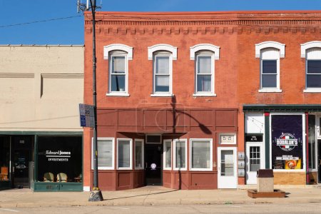 Photo for Marseilles, Illinois - United States - February 26th, 2023: Downtown building and storefront in Marseilles, Illinois. - Royalty Free Image