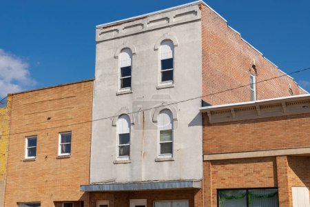 Downtown building and storefront in Tonica, Illinois, USA.