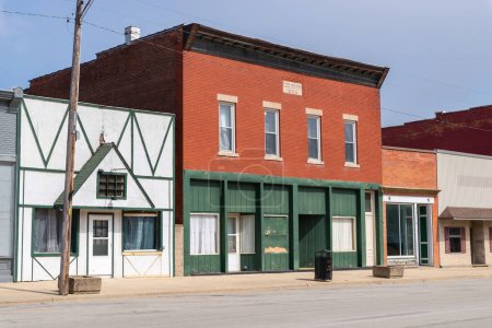 Tiskilwa Illinois - United States - March 28th, 2023: Downtown building and storefront in Tiskilwa, Illinois, USA.