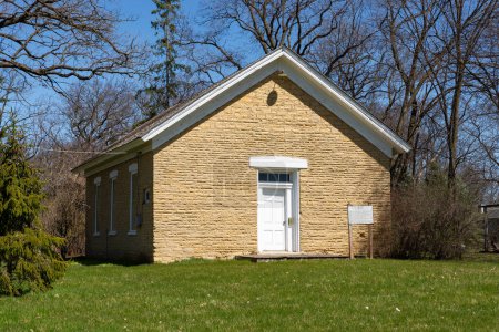 Marengo, Illinois - United States - April 8th, 2024: The Pringle Schoolhouse, built in 1867, in Marengo, Illinois, USA.