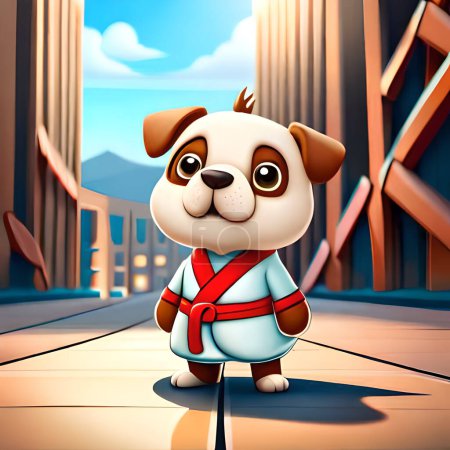 Photo for Meet our anthropomorphic cute dog, trained in the ancient art of martial arts. With big eyes and a 3D cartoon style, Kung Fu Pup is ready to defend his honor. - Royalty Free Image