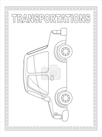 Ilustración de Transporte de camiones para colorear página para niños - Imagen libre de derechos