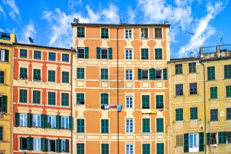 Photo for Colored building facades in the town of Camogli - Royalty Free Image