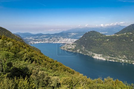 Photo for Landscape of Lake Lugano from Lanzo d'Intelvi balcony - Royalty Free Image