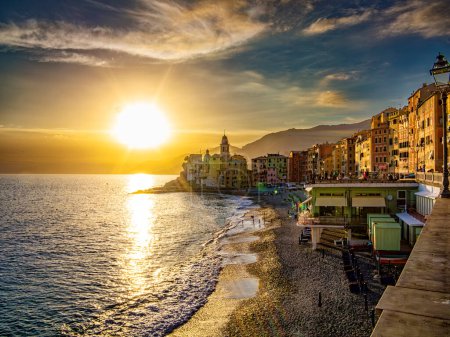 Photo for Sunset on Camogli village in summer - Royalty Free Image