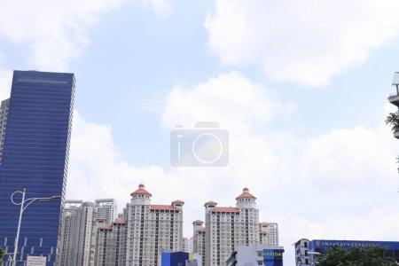 Photo for Indonesia, 18 february 2023 ; Modern office buildings in Jakarta, modern business skyscrapers, tall buildings, architecture soaring high into the sky. - Royalty Free Image