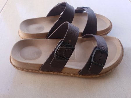 Foto de Un par de sandalias marrón muy elegantes - Imagen libre de derechos