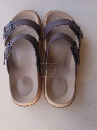 Téléchargez les photos : Une paire de sandales marron très élégante - en image libre de droit